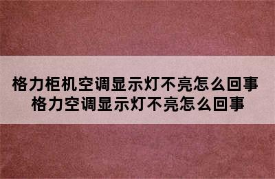 格力柜机空调显示灯不亮怎么回事 格力空调显示灯不亮怎么回事